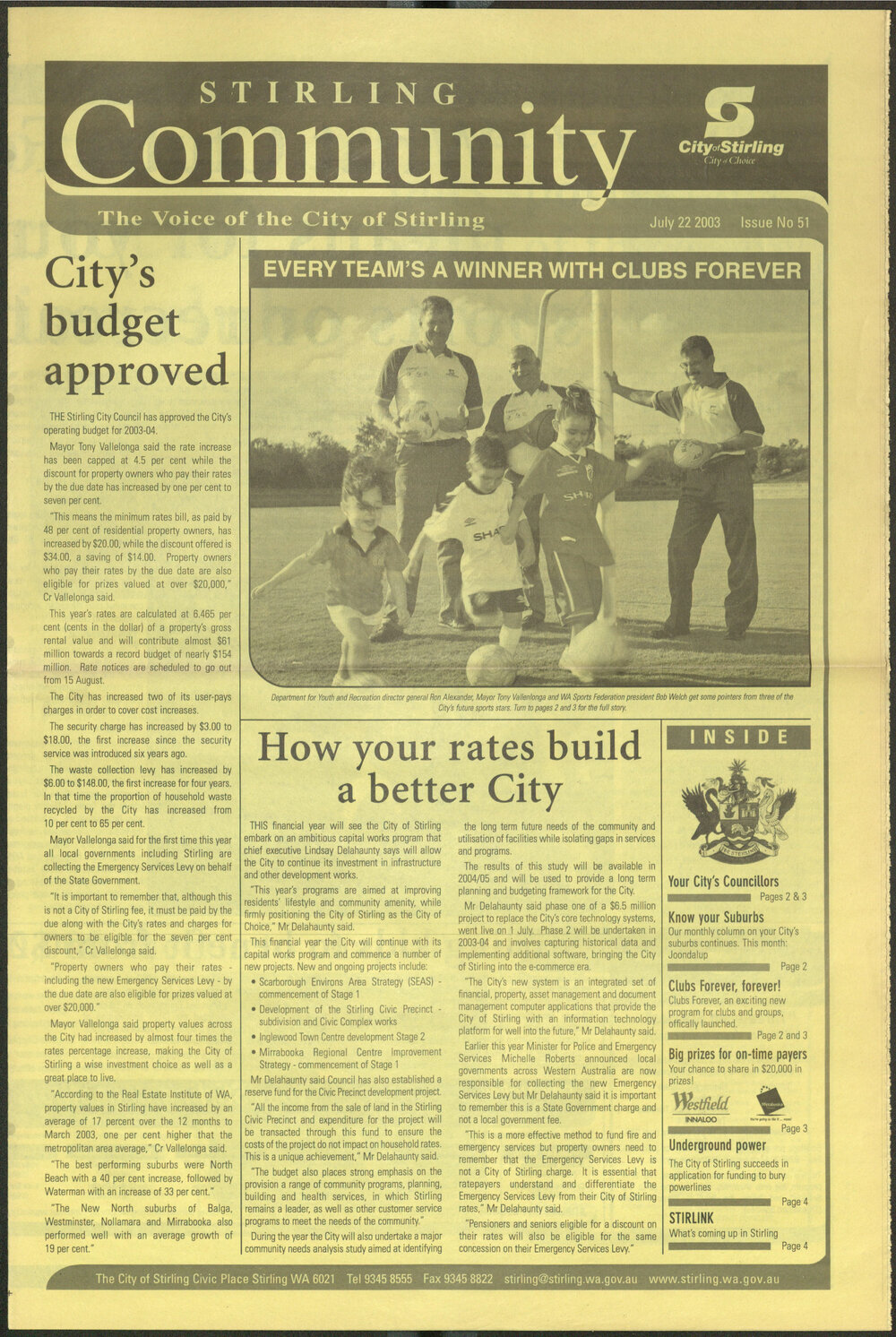The Voice of the City of Stirling insert published in The Stirling Times 22/07/2003