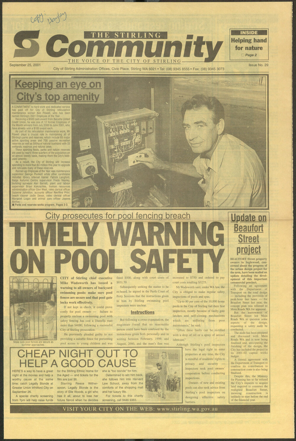 The Voice of the City of Stirling insert published in The Stirling Times 25/09/2001