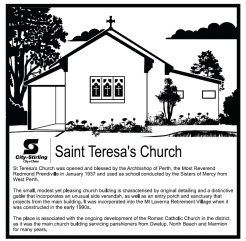 Heritage site marker St Teresa's Church Gwelup