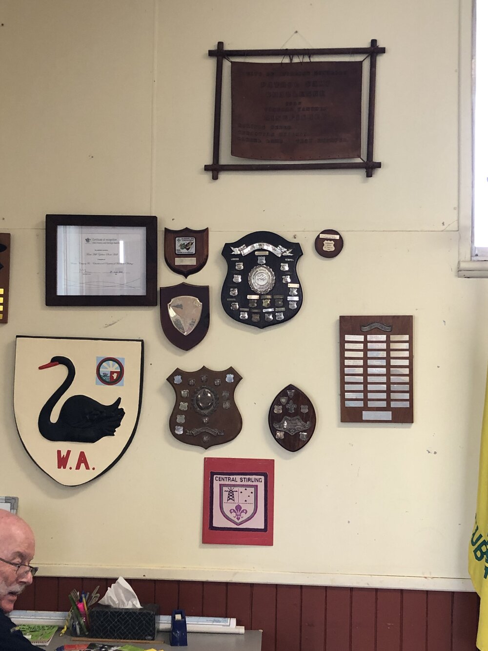 Plaques on display at Weeloc House Scout Hall