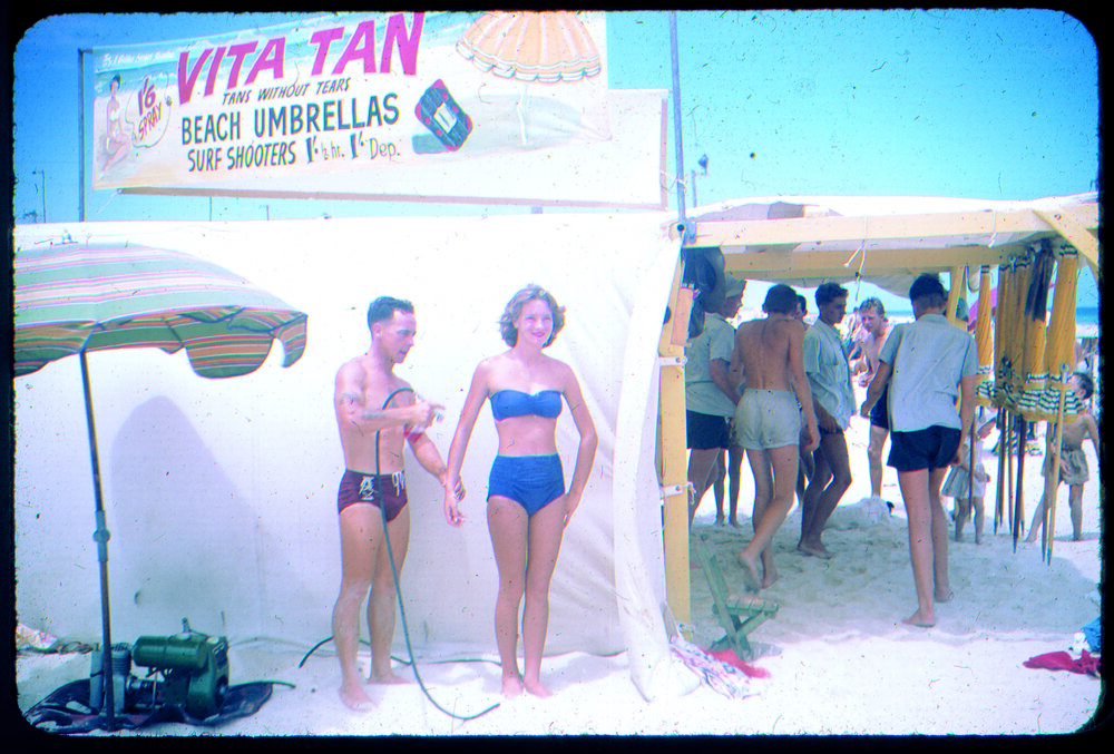 Vita tan sun tan oil business at Scarborough Beach