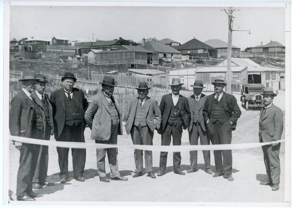 Perth Road Board members cutting the ribbon to open the Esplanade improvements
