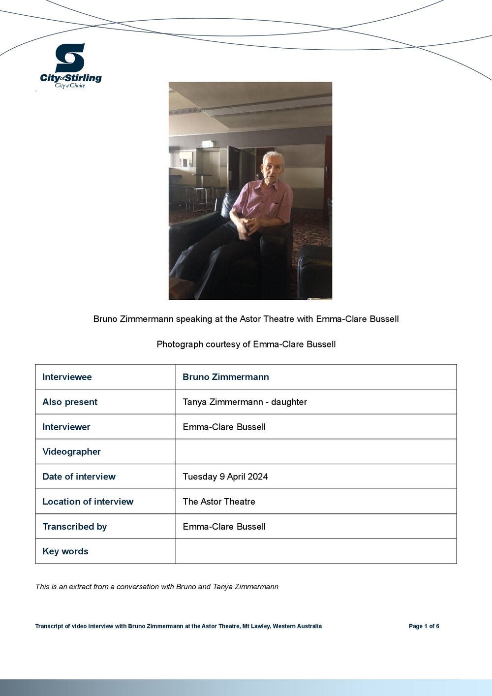 Extract from an interview with Bruno Zimmermann