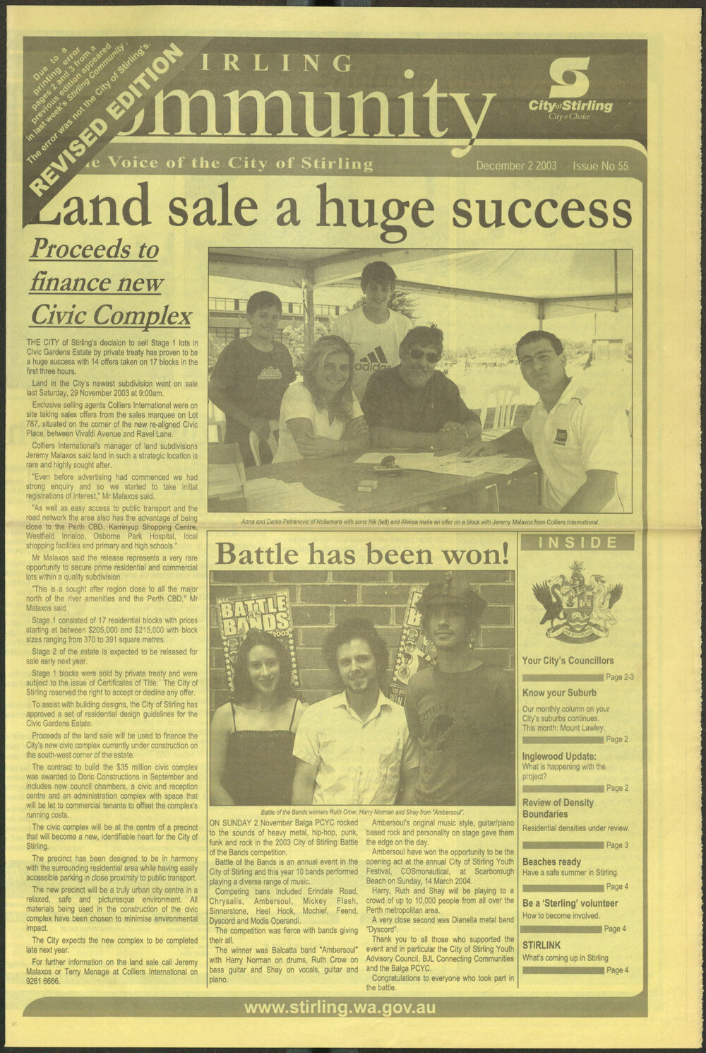 The Voice of the City of Stirling insert published in The Stirling Times 02/12/2003