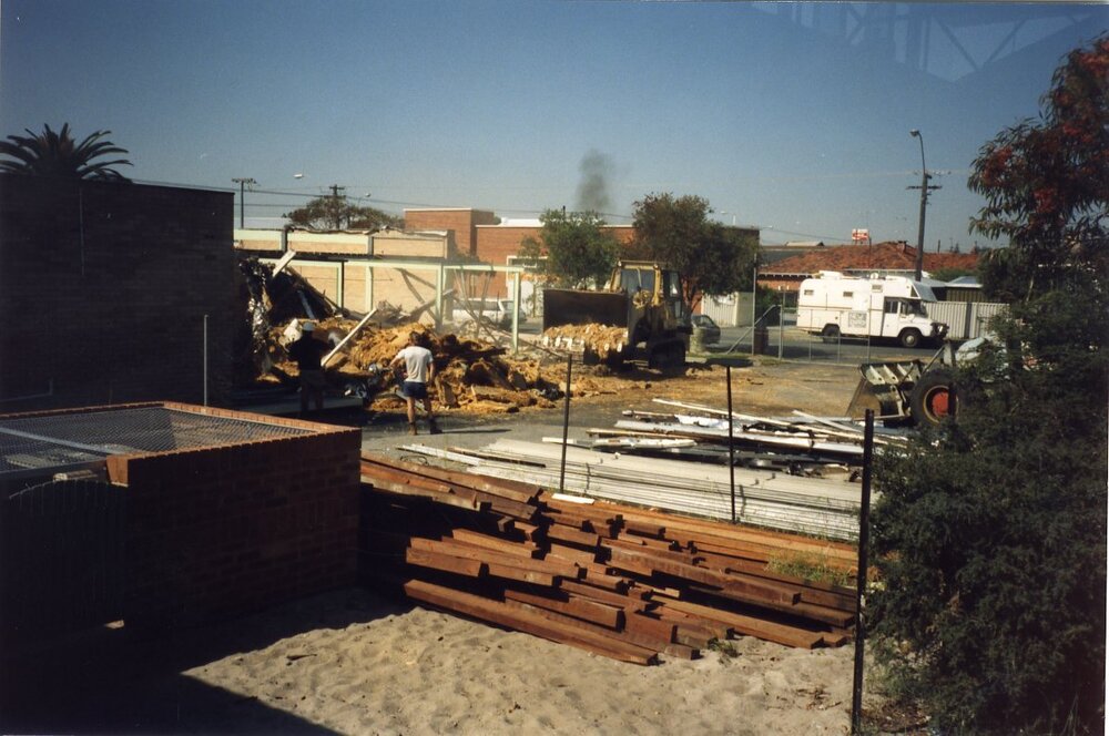 Inglewood Public Library being demolished, 1991