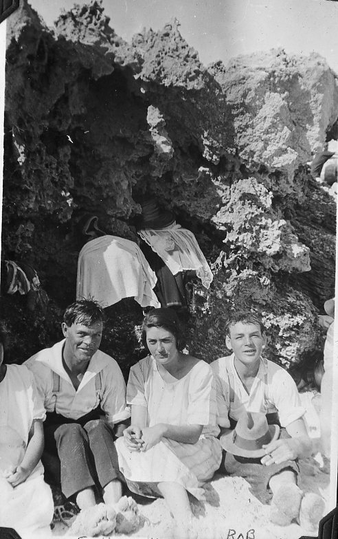 Emil and Vera Schultz with a friend on North Beach