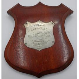 Wooden shield plaque for the North Beach Ladies Surf Life Saving Club 1932