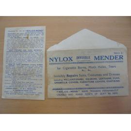 Nylox Invisible Mender instruction sheet and envelope