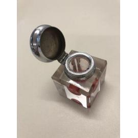 Glass and metal inkwell