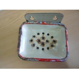 Three piece wall mountable metal soap dish