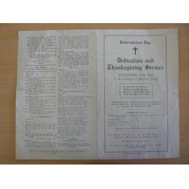 Program for Remembrance Day service at St. Georges Cathedral, Perth