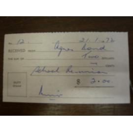 Osborne Park School Reunion Receipt 1972