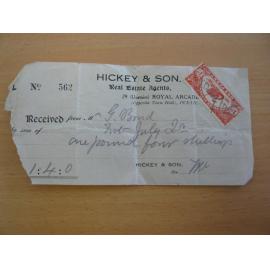 Receipt from Hickey and Son Real Estate Agents