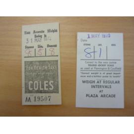 Two personal weigh tickets 