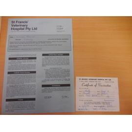 St Francis Veterinary Hospital vaccine information and vaccine certificate