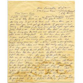Letter from Mae Lancaster McSwain about the old plank road