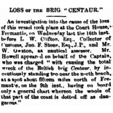 Wreck of the brig Centaur