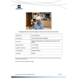 Transcript - oral history interview with Connie Bradshaw