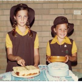 Two Woodlands Brownies ready to serve cake c1975
