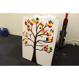 The painting takes shape