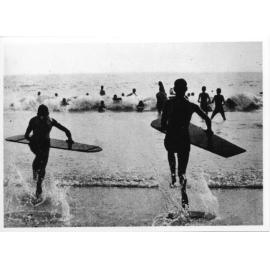 Surfers at Scarborough Beach c1950
