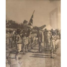 Scout troops lined up to meet Sir Charles Gardiner at opening of Weeloc Hall Yokine 