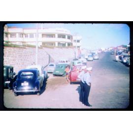 Cars and police in front of the Scarborough Hotel
