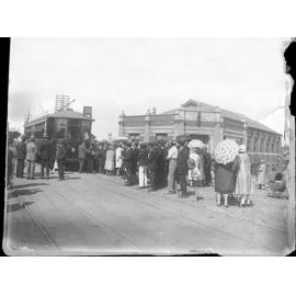 Opening of the Maylands tramline with the town hall in the background