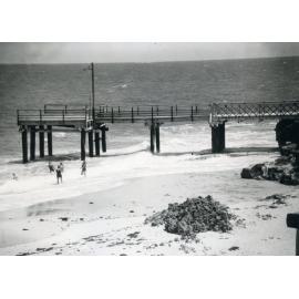 North Beach Jetty after restoration with five bathers in water