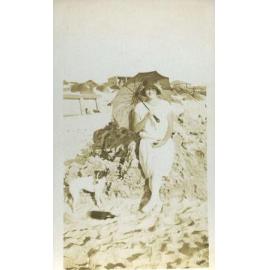 Lady with umbrella at North Beach