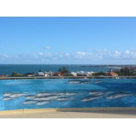 Mount Flora Museum mural looking towards Hillary's