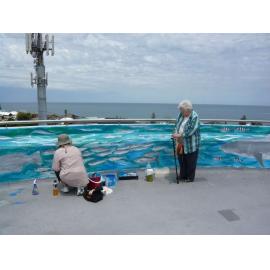 Mount Flora Museum lookout mural Anne-Marie Pelusey repainting her work 