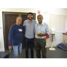Len Collard, Clint Bracknell and Irwin Lewis at Mount Flora Museum office on the day of the Mooro Peoples Knowledge Trail interviews 