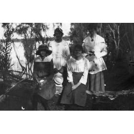 Four women at the edge of Lake Gwelup, members of the Ligman family
