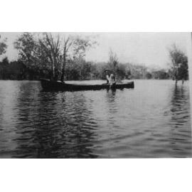 Male Ligman family member in canoe on Lake Gwelup