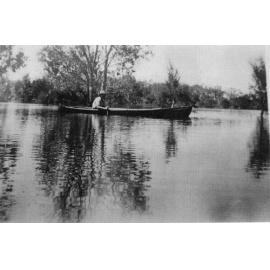 Man in canoe on Lake Gwelup, a Ligman family member