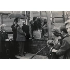 Laying the foundation stone at the church corner York and Kennedy Street Inglewood  c1958