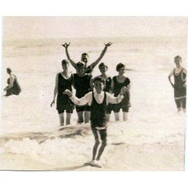 Members of the Lance family in the water at North Beach