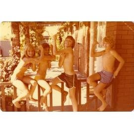 Katie, Fleur, Kyle, and Peter at their house on Dunster Street in Karrinyup c1978