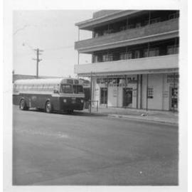 Bus outside Johannes and Bertha Petersen's Scarborough tea room c1950 