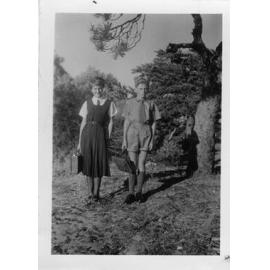 Joan and her brother ready for their first day of school, North Beach c1950 