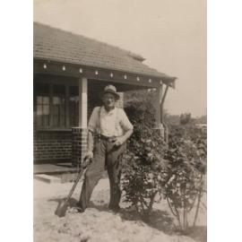 Jean Neal's father out front of family home 64 John Street Inglewood