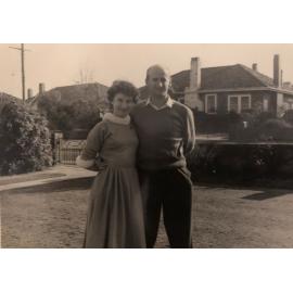 Jean Neal with her husband at front of 64 John Street Inglewood 