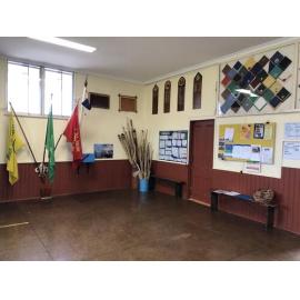 The corner of the interior of Weeloc House Scout Hall