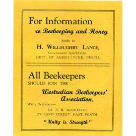 H Willoughby Lance brochure on bees