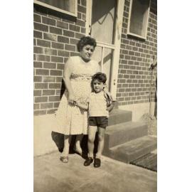Giuseppe D'Alonzo with his mum Elda at friend's home on Pearson Street in Woodlands in 1960