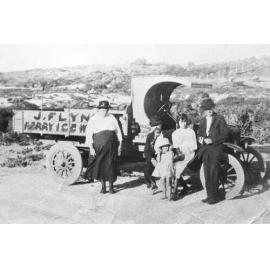 Flynn family with ice delivery truck