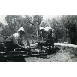 Eric Pennycuick and son Bernard building the family home 6 Corbett Street in Scarborough