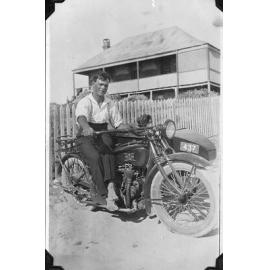 Emil Schultz sitting on a motor bike in North Beach 