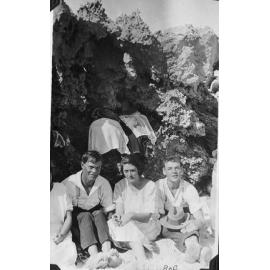 Emil and Vera Schultz with a friend on North Beach